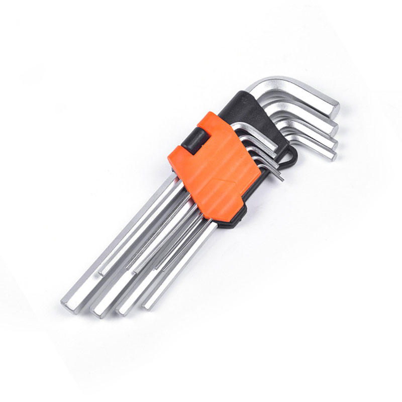 9pcs standard length short allen key set with double color plastic clip