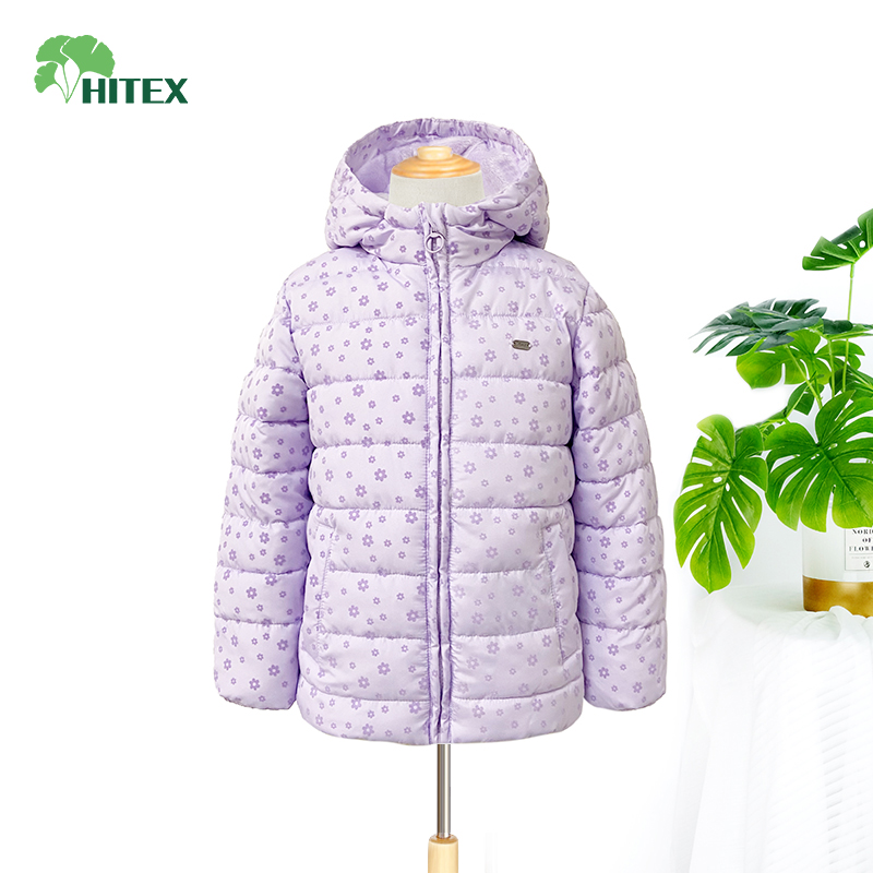 Hitex Girl's Woven Flock Print Padded Warm Jacket With Hood