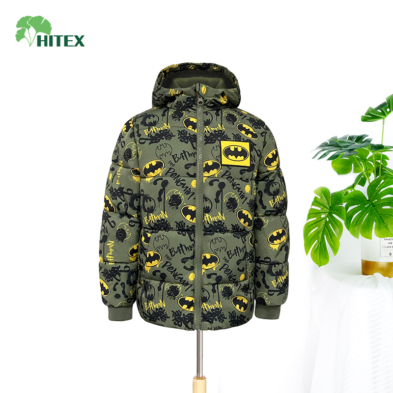 Hitex Boy's Woven Padded Print Warmjacket With Hood