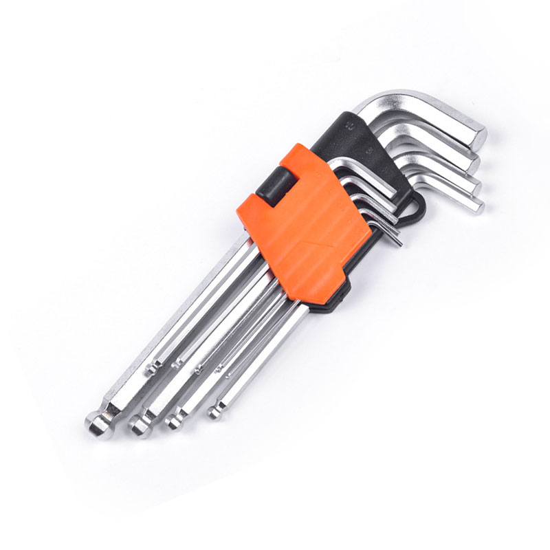 9pcs standard length short allen key set with double color plastic clip