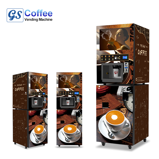 Fully Automatic Standing Cappuccino Coffee Vendor Machine With Coin and Bill Operated