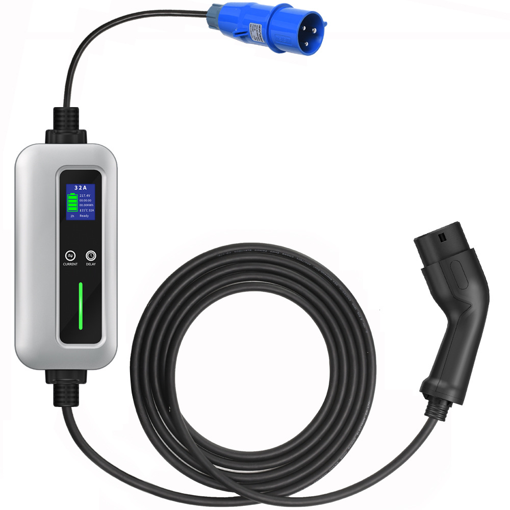 16A/32A Portable EV Charger With EU Schuko Plug with Delay Charging EV Charger