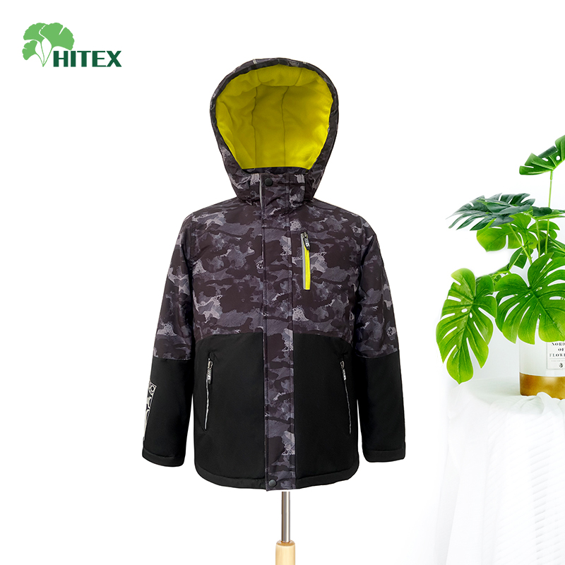 Hitex Boy Teenager's Padded Upper And Lower Contrast Color Cutting Sports & Leisure Jacket With Hood