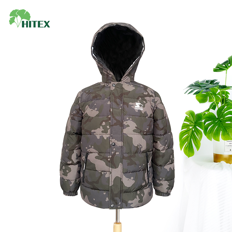 Hitex Boy Teenager's Woven Padded Chest Print Jacket Wtih Hood