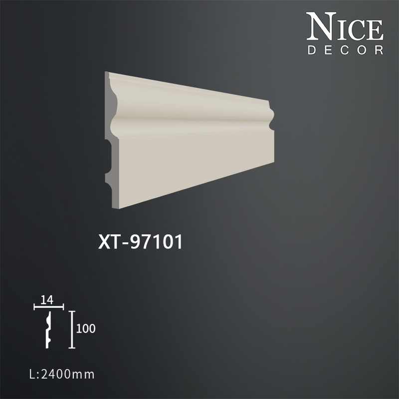 XT-97101 pu skirting line ,100mm white skirting line, imitation gypsum closing line of NICE DECOR