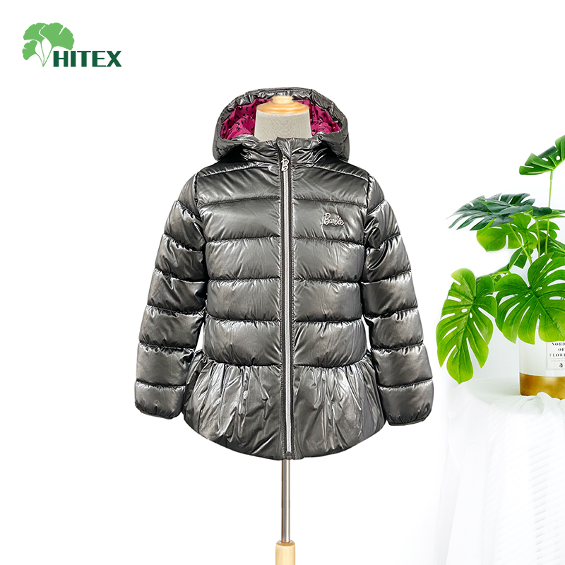 Hitex Girl's Woven Shining Fabric Puffer Padded Jacket With Hood