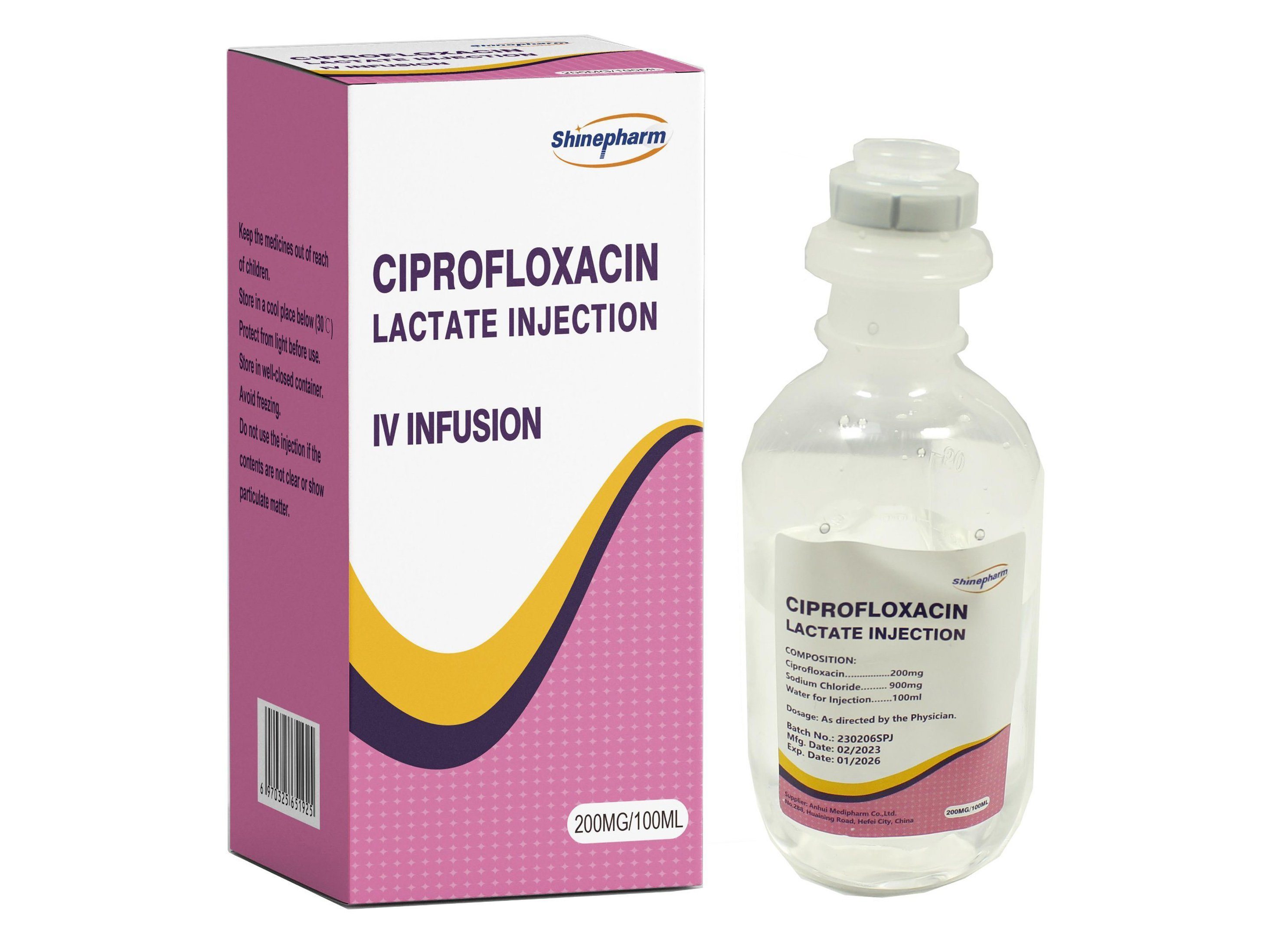 Ciprofloxacin Lactate Injection 200mg 100ml