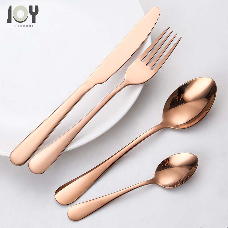Different colored stainless steel cutlery flatware