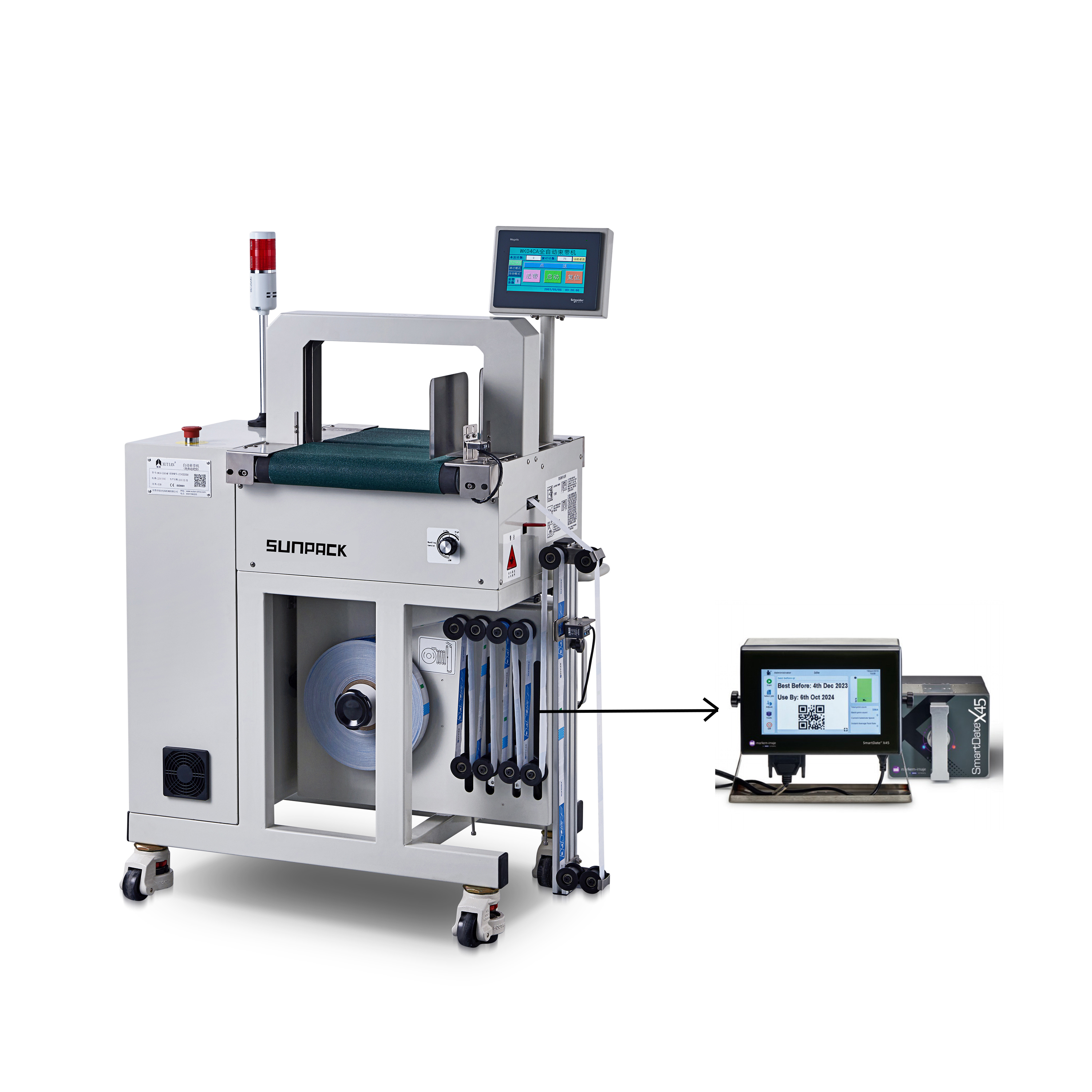 SUNPACK WK04-50CA-MR online belt table automatic banding machine