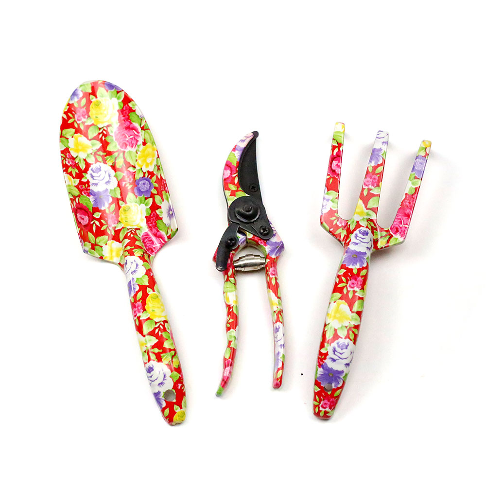 3pcs hand garden gift tool set including trowel pruning shears and fork