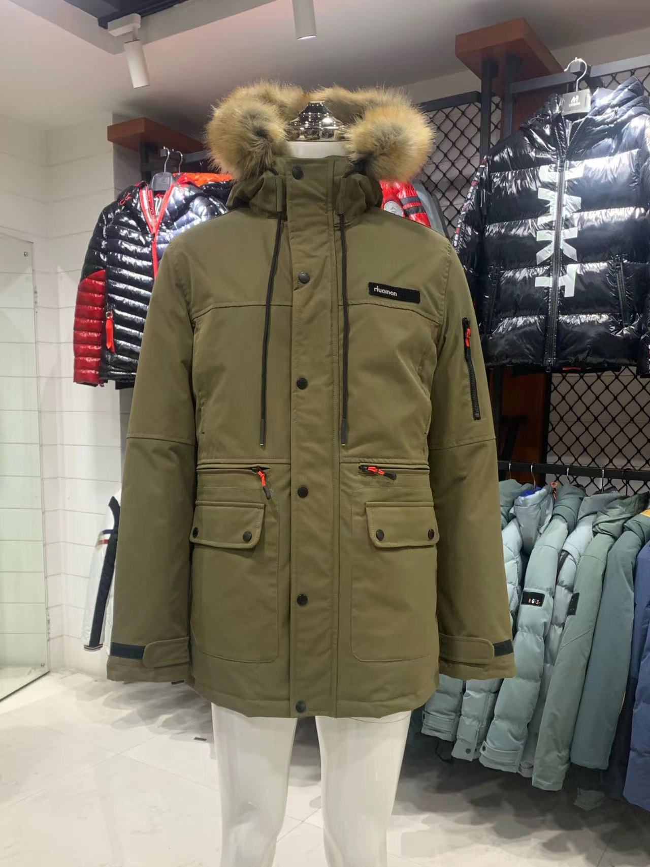 Men winter jacket with fur hood