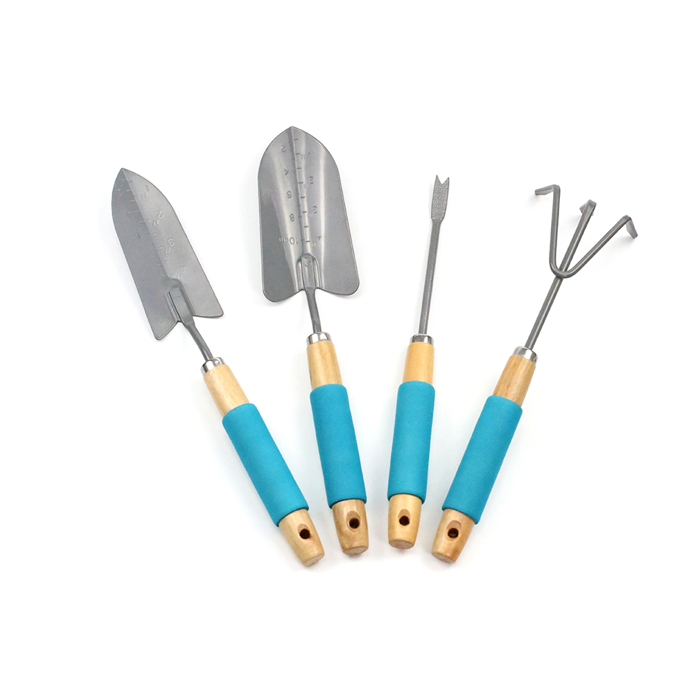 4pcs garden work tools set with plastic coated wood handle