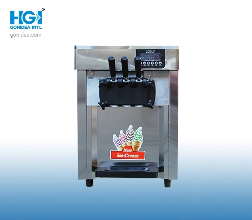 Hgi Industrial Stainless Steel Table Model Three Flavor Soft Ice Cream Machine Bql-918