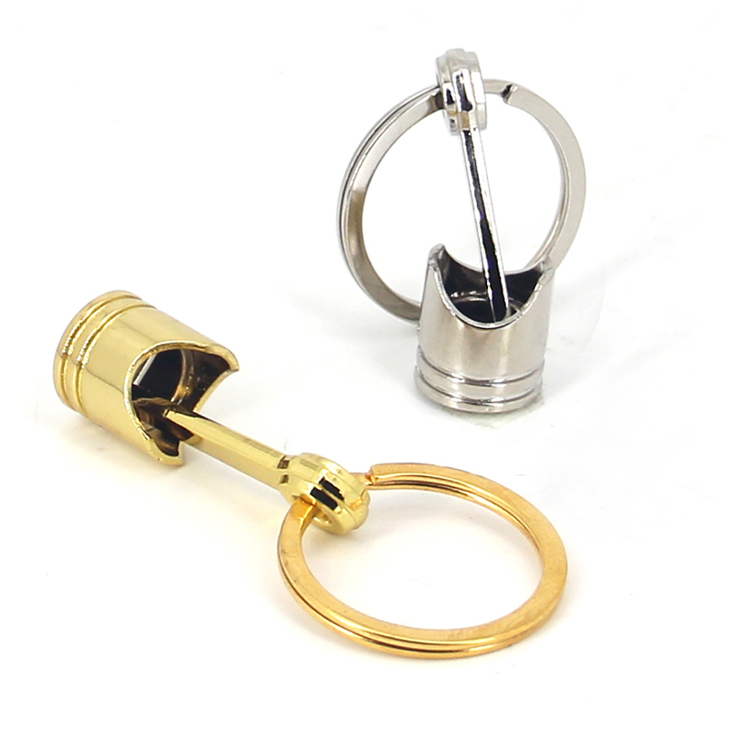 Rainbow Plating Auto Modification Piston Model Metal Keychains