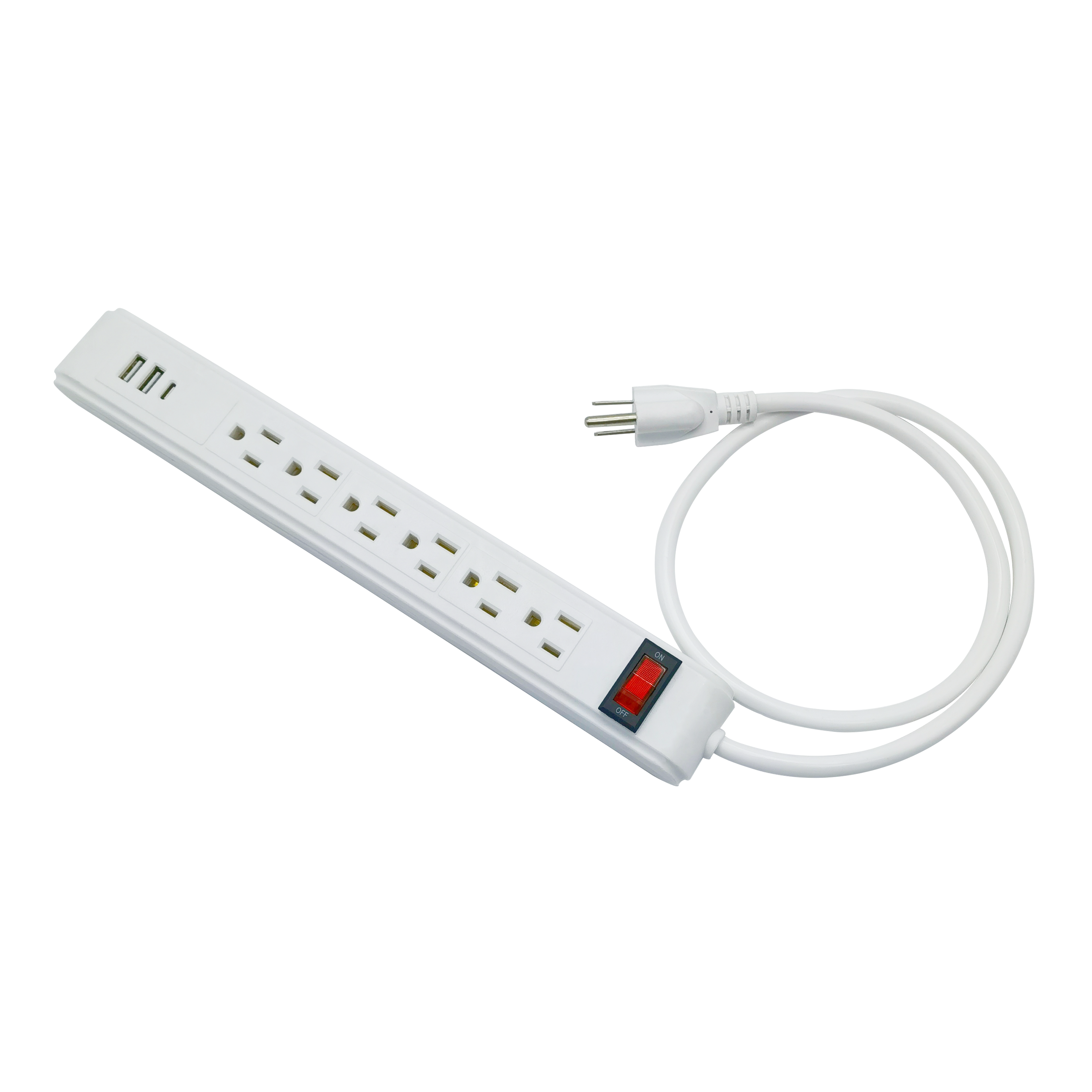 6 outlets US type power strip with USB charging