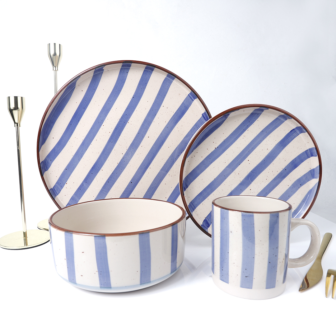 16pc decal and color glaze ceramic dinnerware set