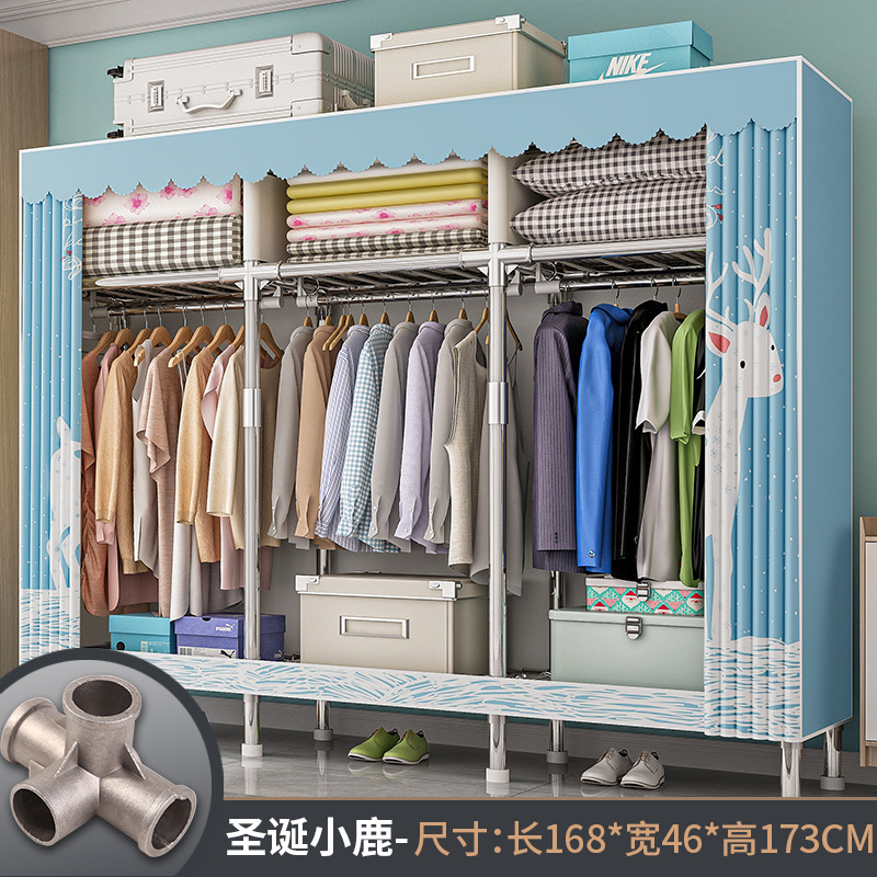 closet home bedroom dormitory assembly large capacity closet full steel frame thickened cloth closet