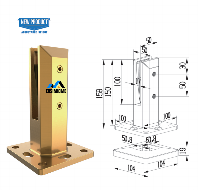glass railing stainless steel glass spigot clamps standoffs brackets