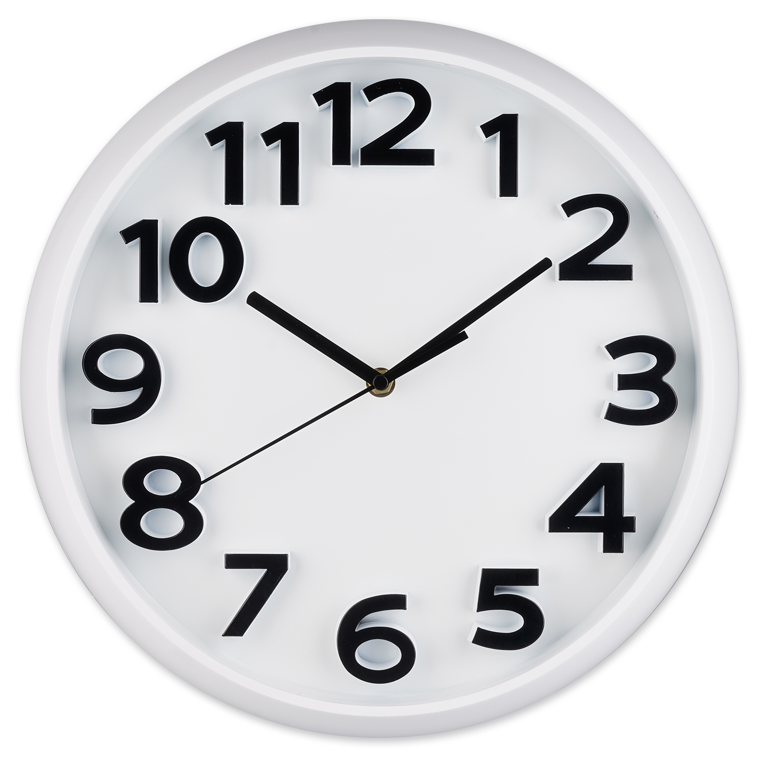 Plastic wall clock with 3D number