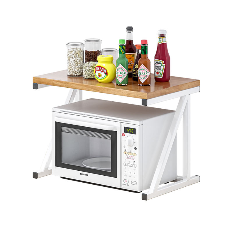 Custom Wood Microwave Rack Oven stand Kitchen Shelf Spice holder Pot Rack Kitchen Steel Storage Rack