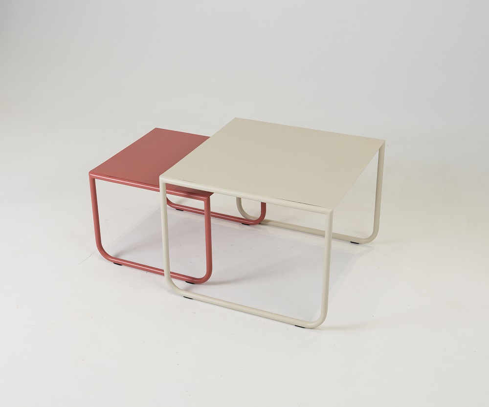 Square steel table set of 2