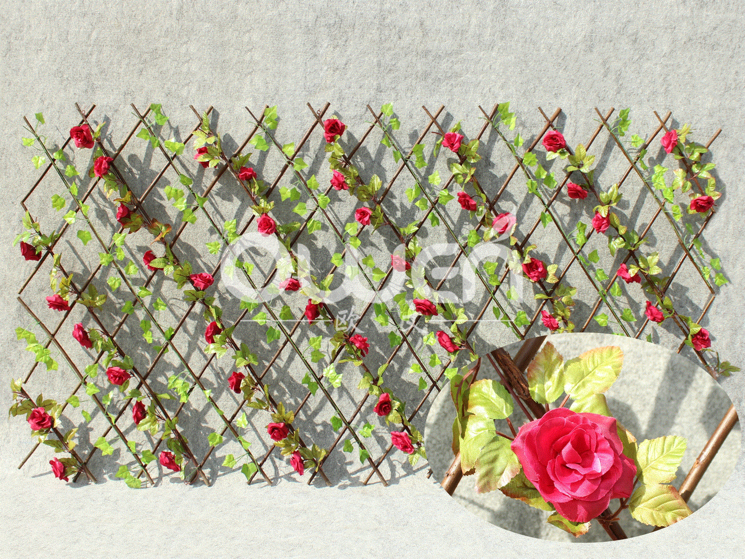 Willow trellis, artificial leaves