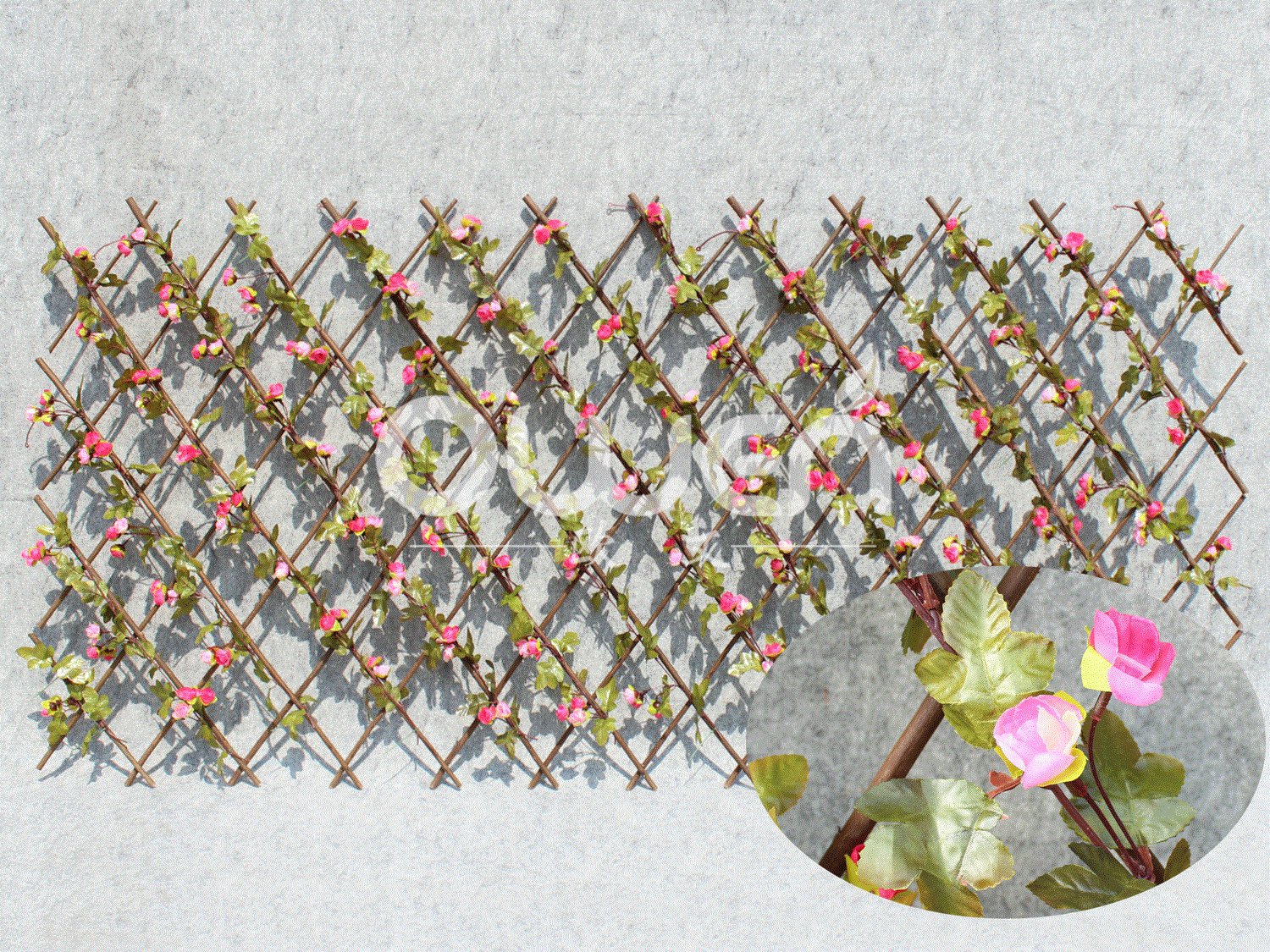 Willow trellis, artificial leaves
