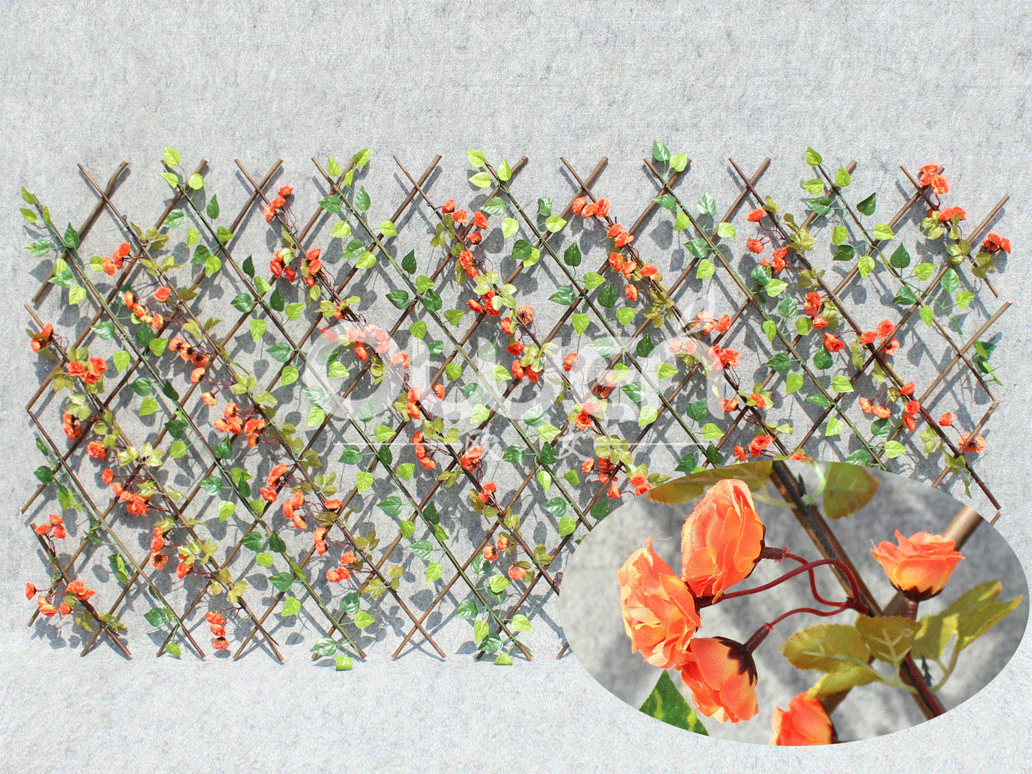 Willow trellis, artificial leaves