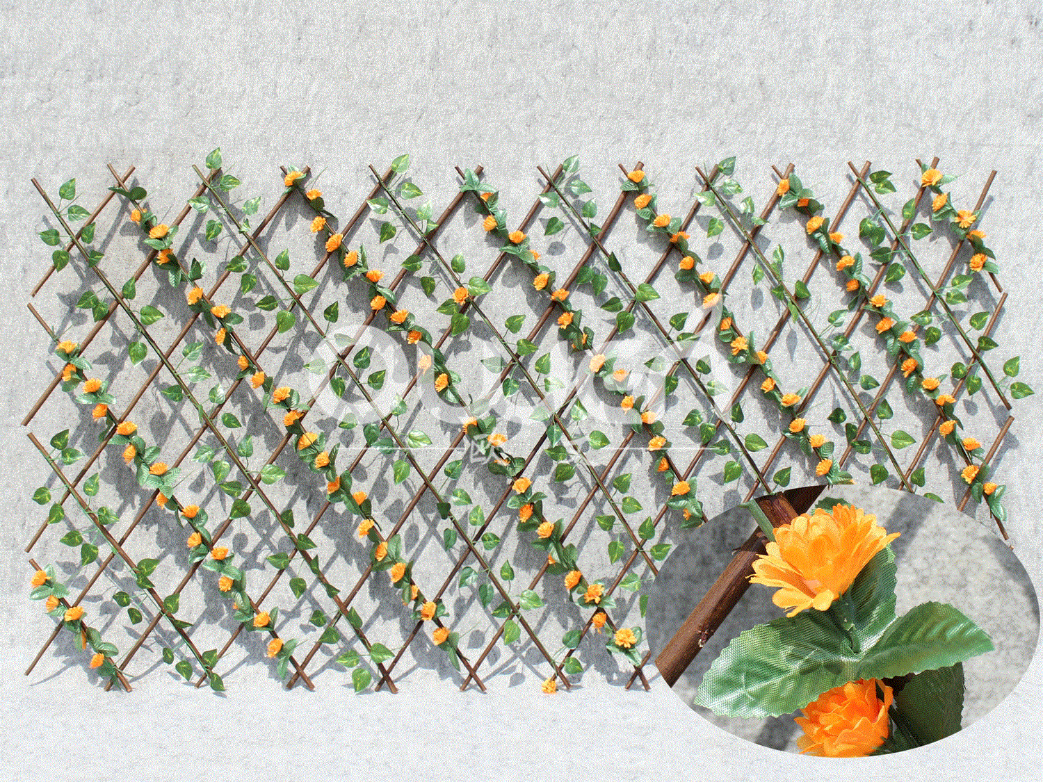 Willow trellis artificial leaves