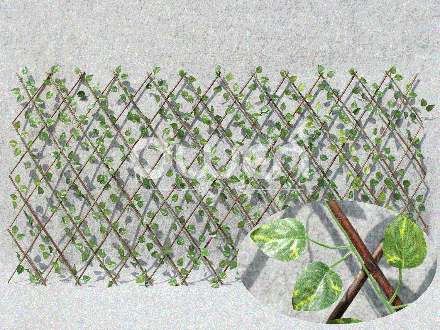 Willow trellis, artificial leaves