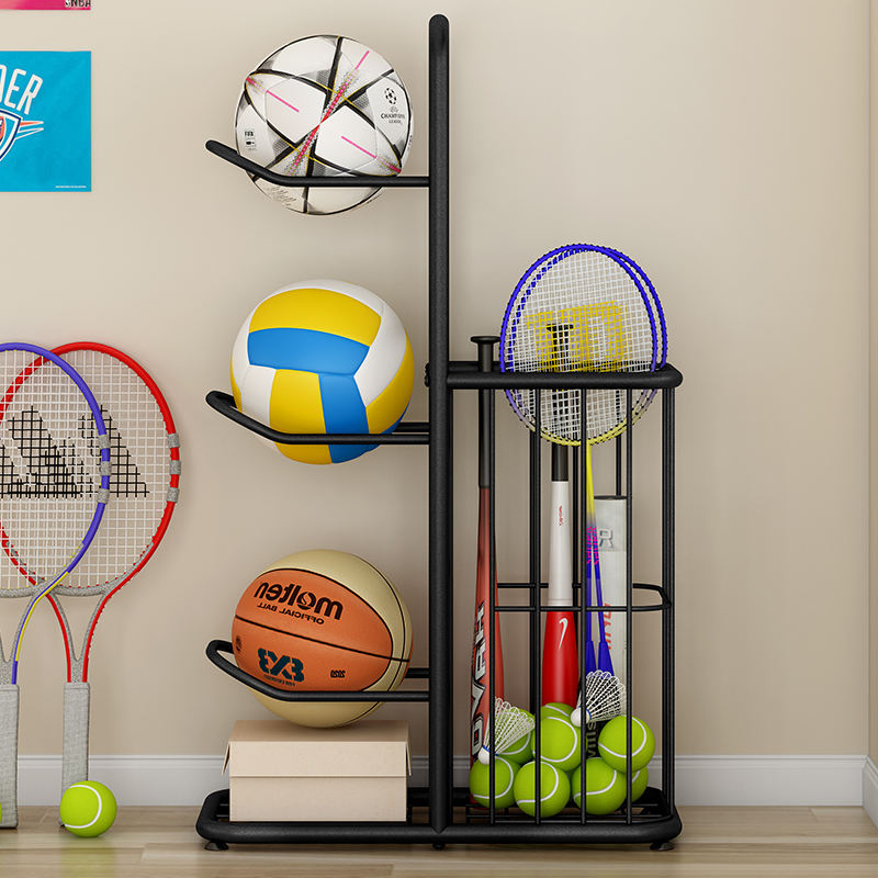 Kids Toy Storage Rack Football Basketball Baseball Storage Rack Multifunctional Metal Ball Rack