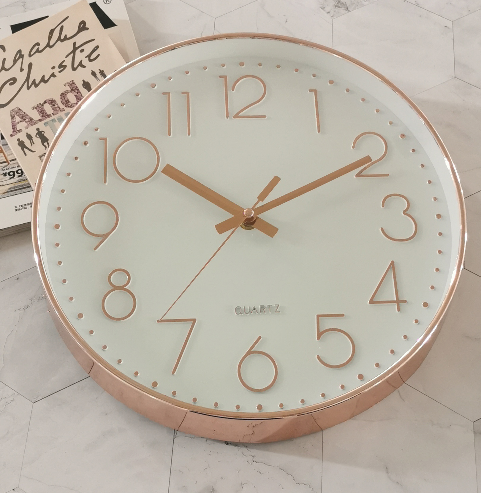 Plastic wall clock with 3D number