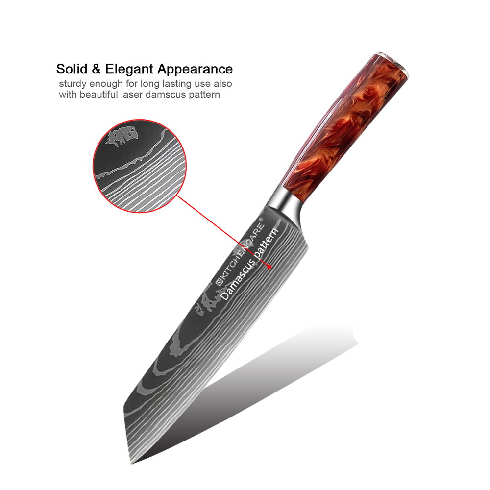 Hip-home stainless steel cooking knife red resin handle professional kitchen kirisuke knives