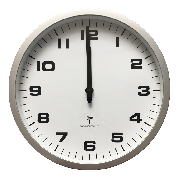 Plastic wall clock with radio controlled