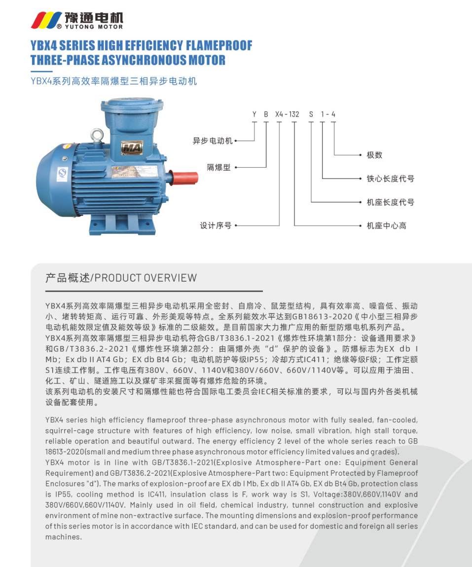YBX4 high efficiency Electric Explosion Proof Motor EXD standard