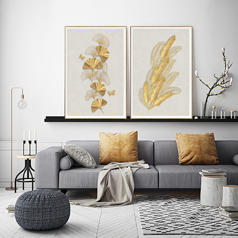 Double Color Framed Golden Foil on canvas surface Great Idea for wall decor home decoration Popular