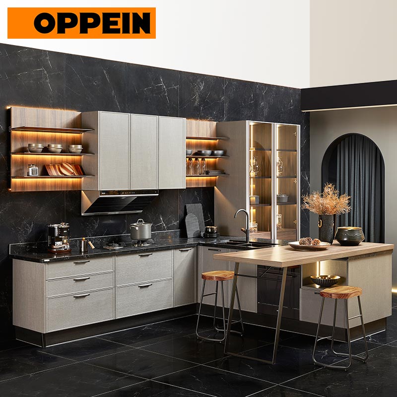 OPPEIN Modern L-shaped Kitchen Cabinet