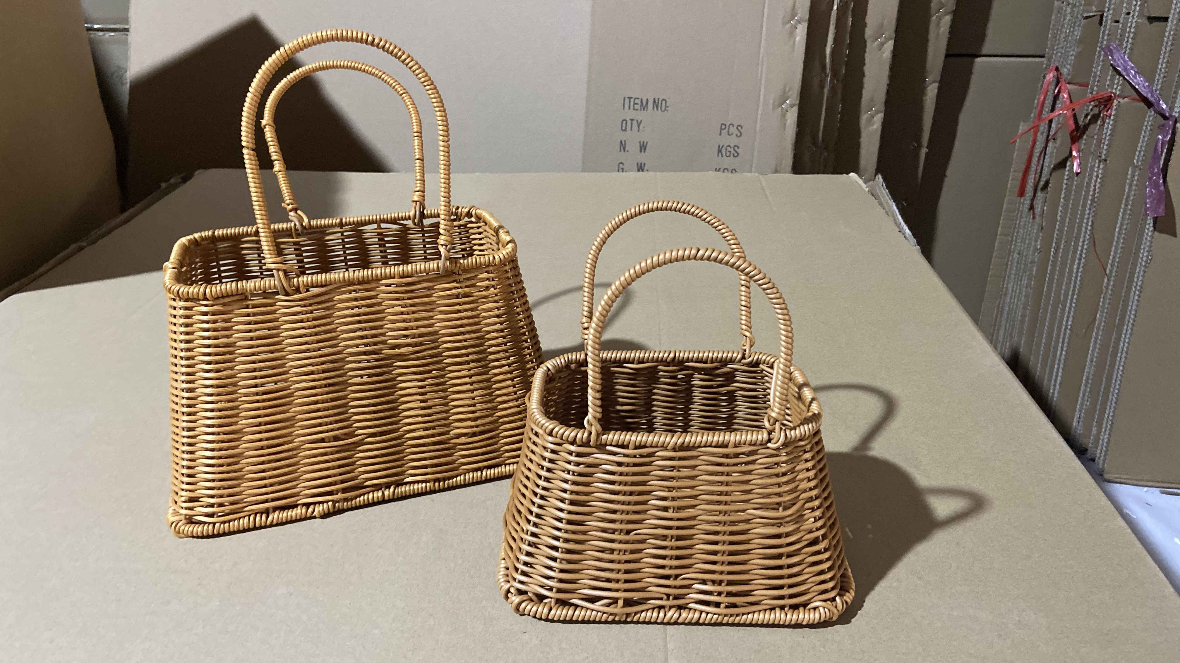 Rattan basket with over handle for storage flower basket