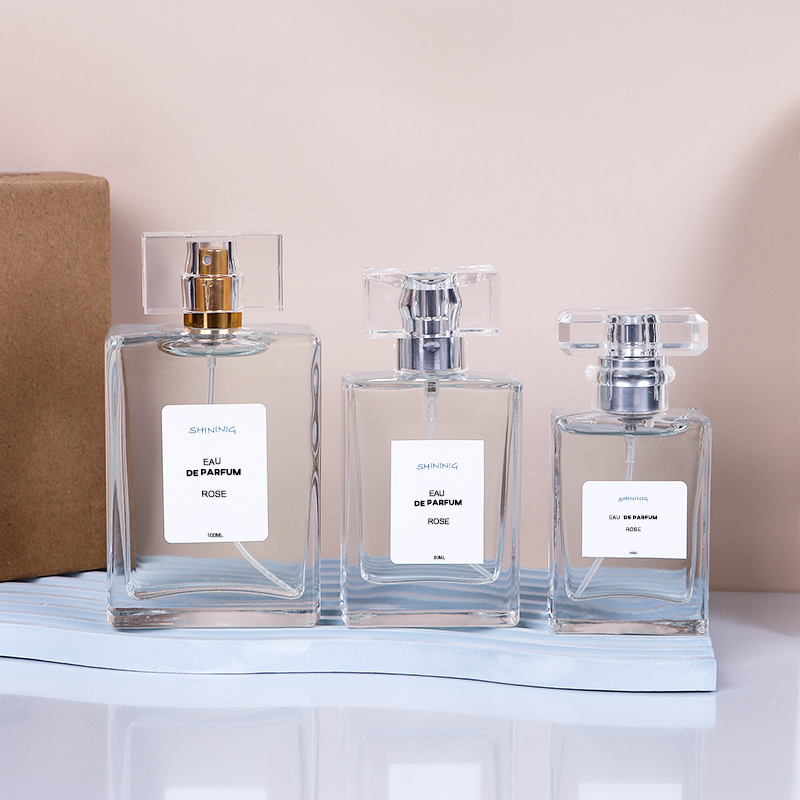 30ml 50ml 100ml square shape glass perfume bottles