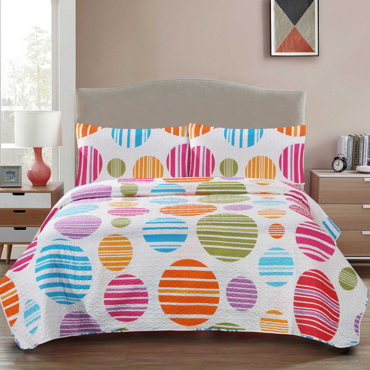 Microfiber ultrasonic bedspread set