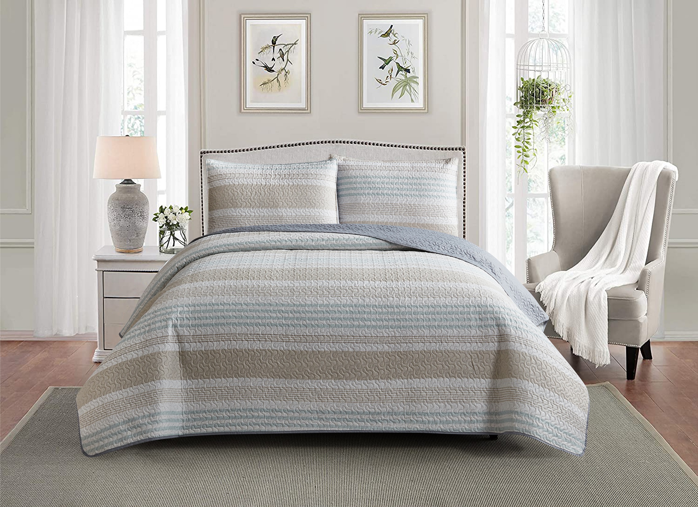 Microfiber ultrasonic bedspread set