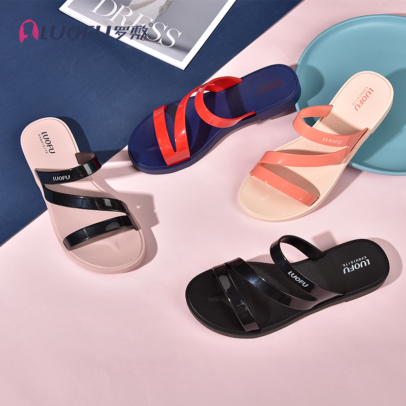 Luofu PVC Jelly Sandal Lady Outdoor Slides Slippers Roman Shoes