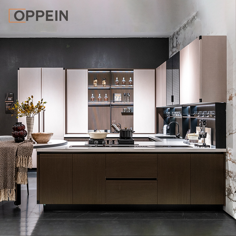 OPPEIN 2023 PVC Luxury Modern Kitchen Cabinets For Villa