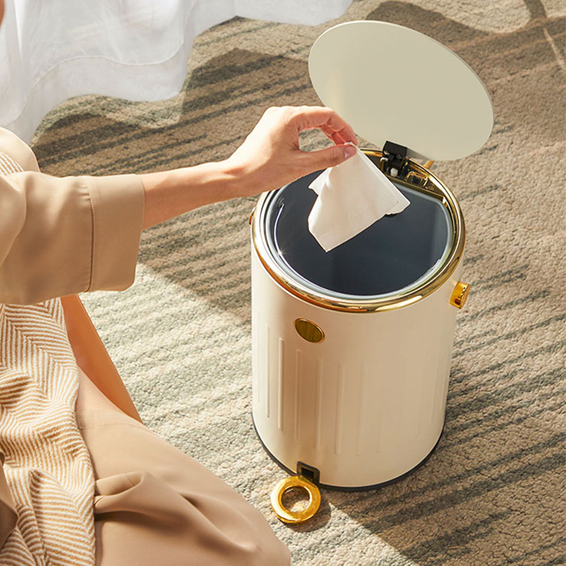 White gold fashion household kitchen bathroom living room stainless steel trash cans SW6921