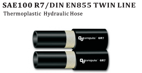 Fiber braided thermoplastic hydraulic hose twin-line