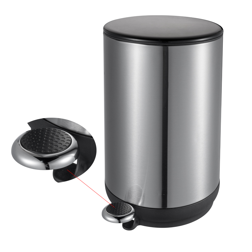 Household round shape 5 liter foot operated trash bin with quiet close lid SW6879