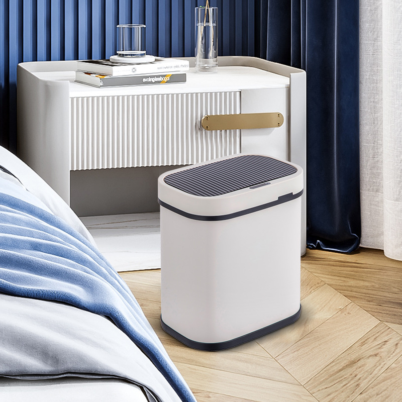 Modern rectangular household hotel office 12 liter stainless steel automatic smart waste bins SW6950