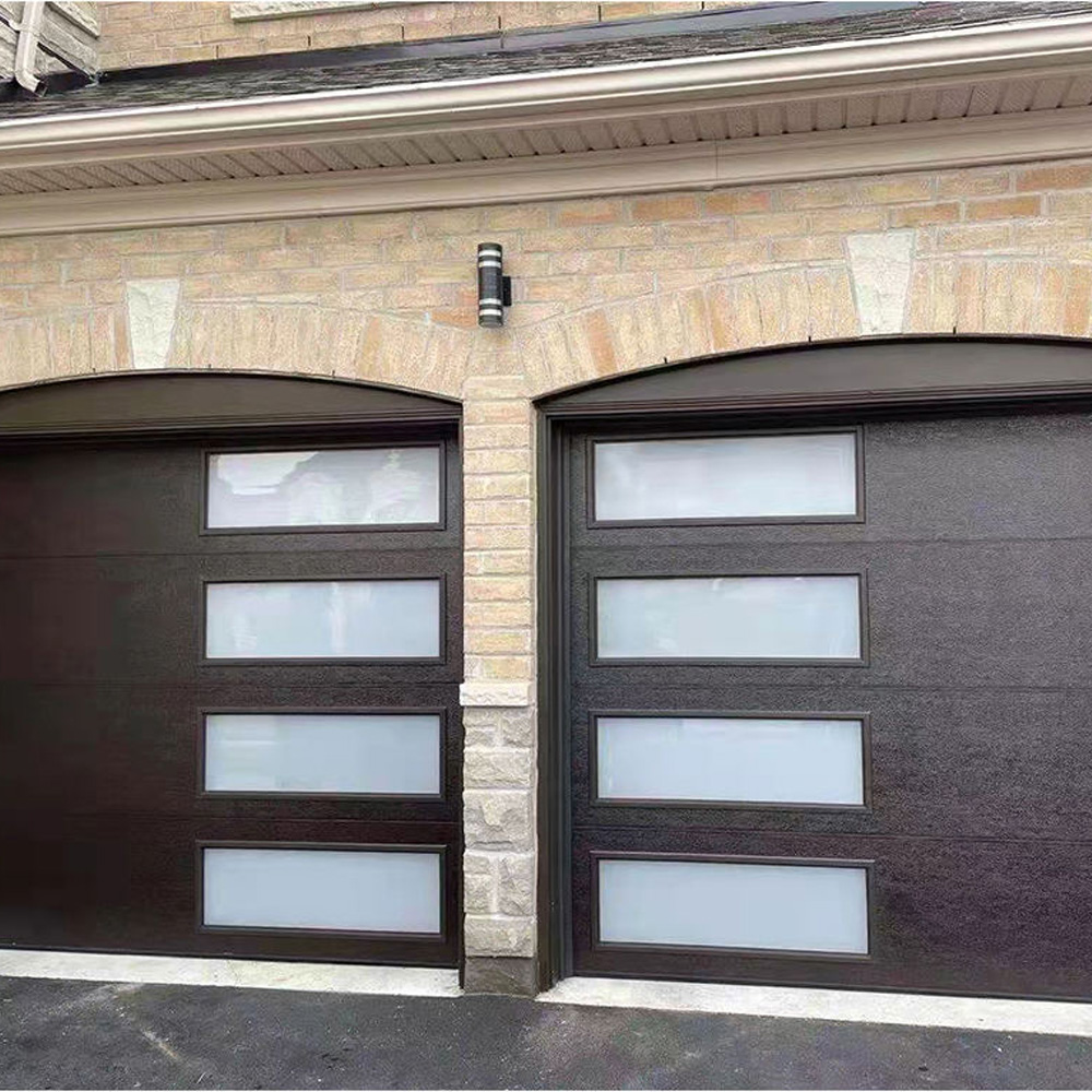 New Combined Automatic 8X7 Garage Door For Villa Modern Garage Door With Glass Window
