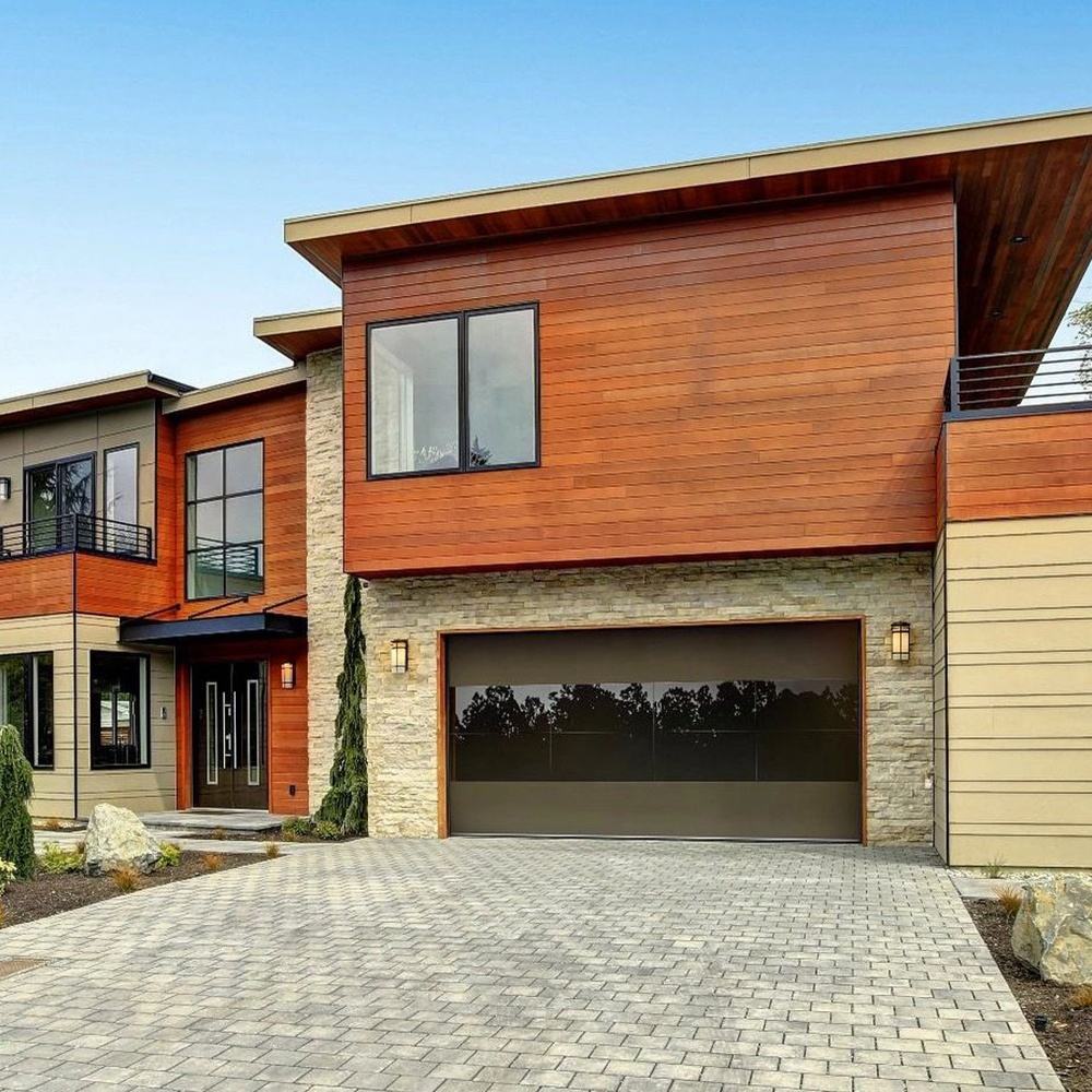 Chinese Manufacturer Electric Garage Door Modern Solid Wood Garage Door