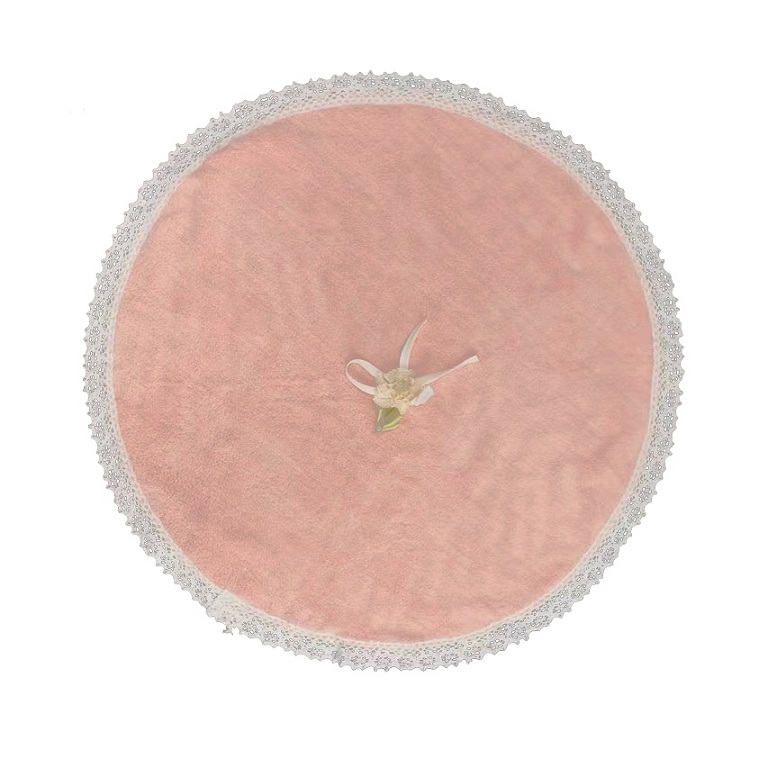 Classic round lace coral velvet towel